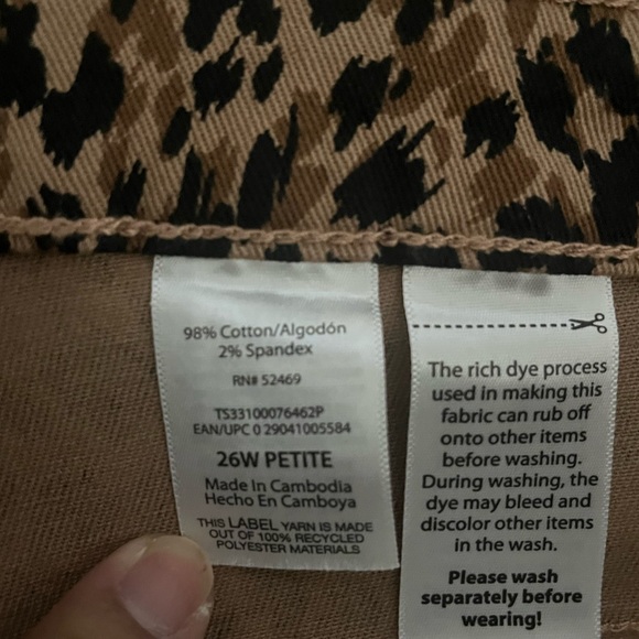 Terra & Sky Animal Print Straight Leg Waist Tan/black Pants NWT - Picture 7 of 8